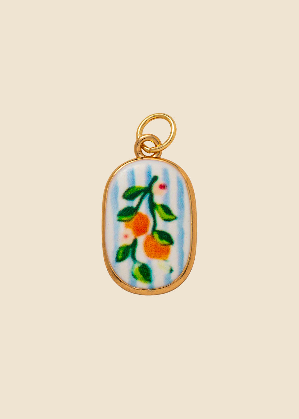Clementine Drop Charm – Enamel & Gold