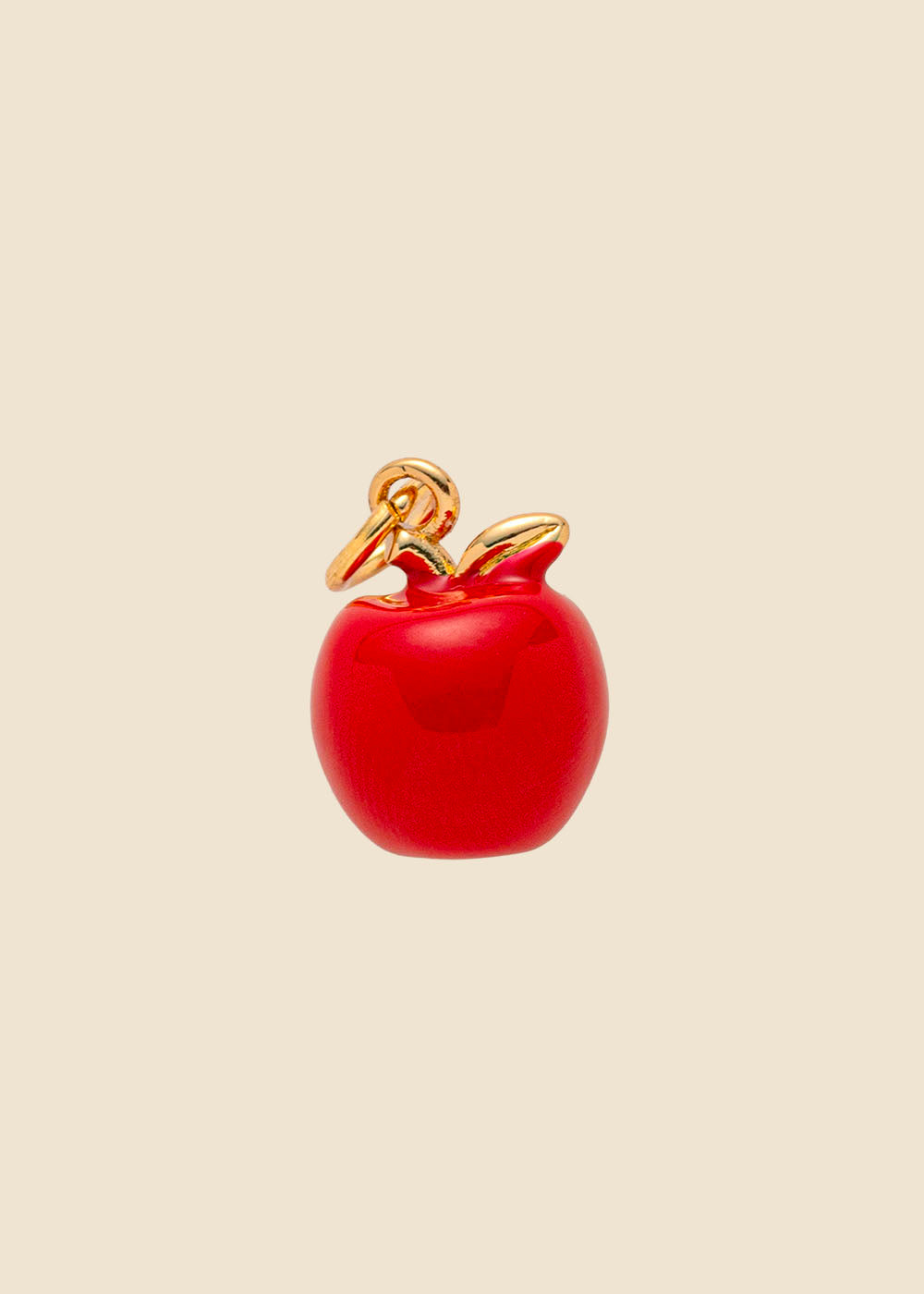 Red Apple Charm – Gloss Enamel & Gold