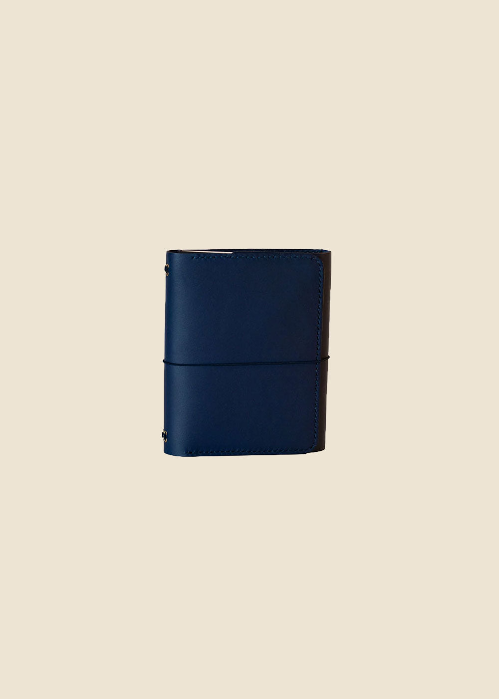Heatherfield A6 leather journal in Dark Blue leather with wrap cord