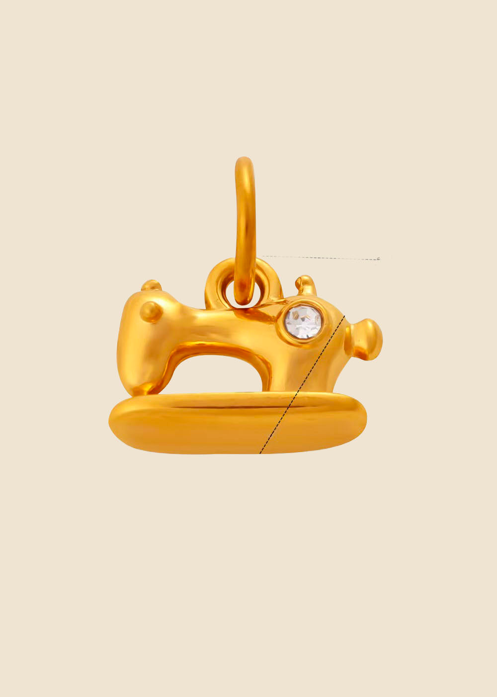 Sewing Machine Charm – Matte Gold & Crystal