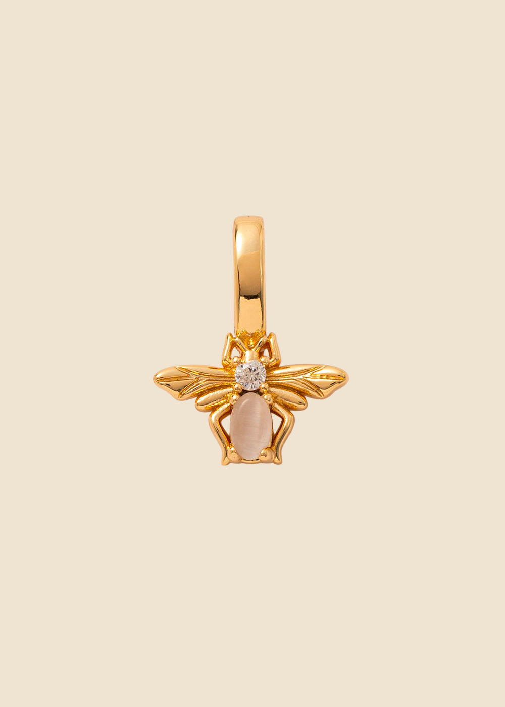 Bee Charm – Gold, Cabochon Stone & Crystal